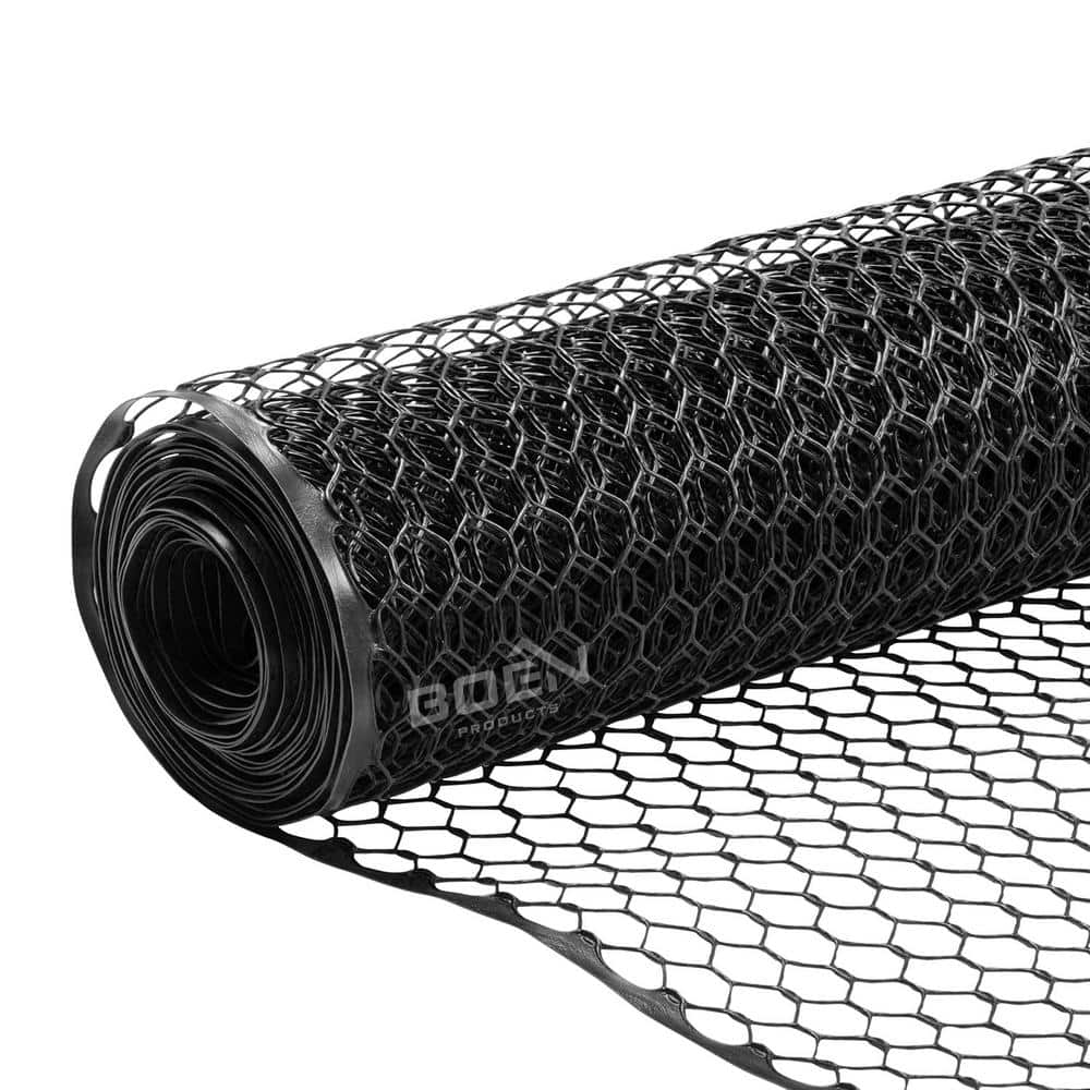 4 ft. x 75 ft. Plastic Poultry Hex Garden Fence Netting Black