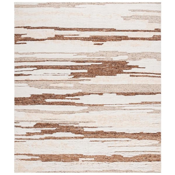 Tribeca 10 ft. x 14 ft. Ivory/Beige Striped Monochrome Area Rug