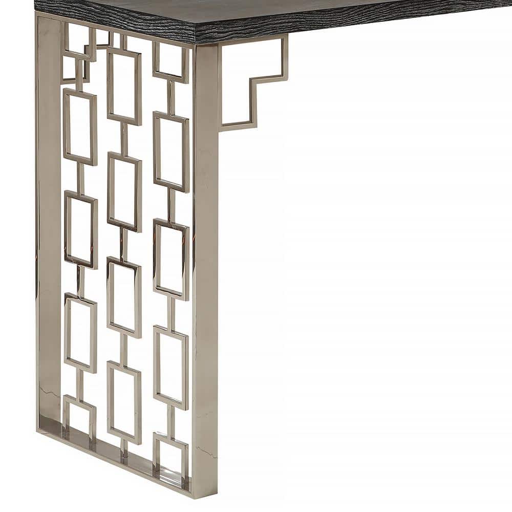Charcoal Oak and Stainless Steel Rectangular Hallway Table