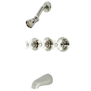 Victorian Triple Handle 1-Spray Tub and Shower Faucet 2 GPM in. Polished Nickel (Valve Included)