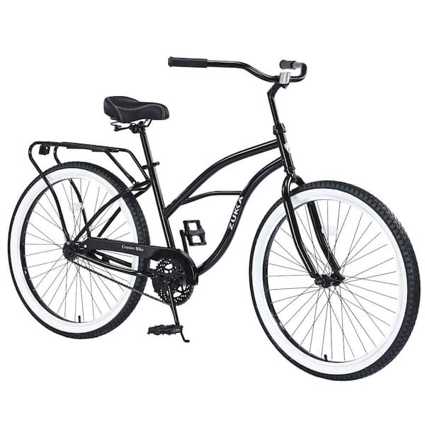 Unbranded 26 in.Black Steel Outdoor Single Speed Bike with Rear Cargo Rack Perfect for Flat and Easygoing Trail Rides, for Adult