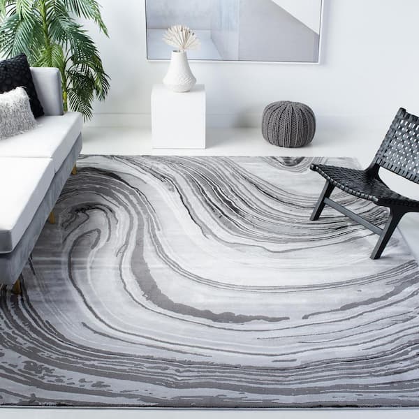 Craft Gray 9 ft. x 12 ft. Marbled Abstract Area Rug