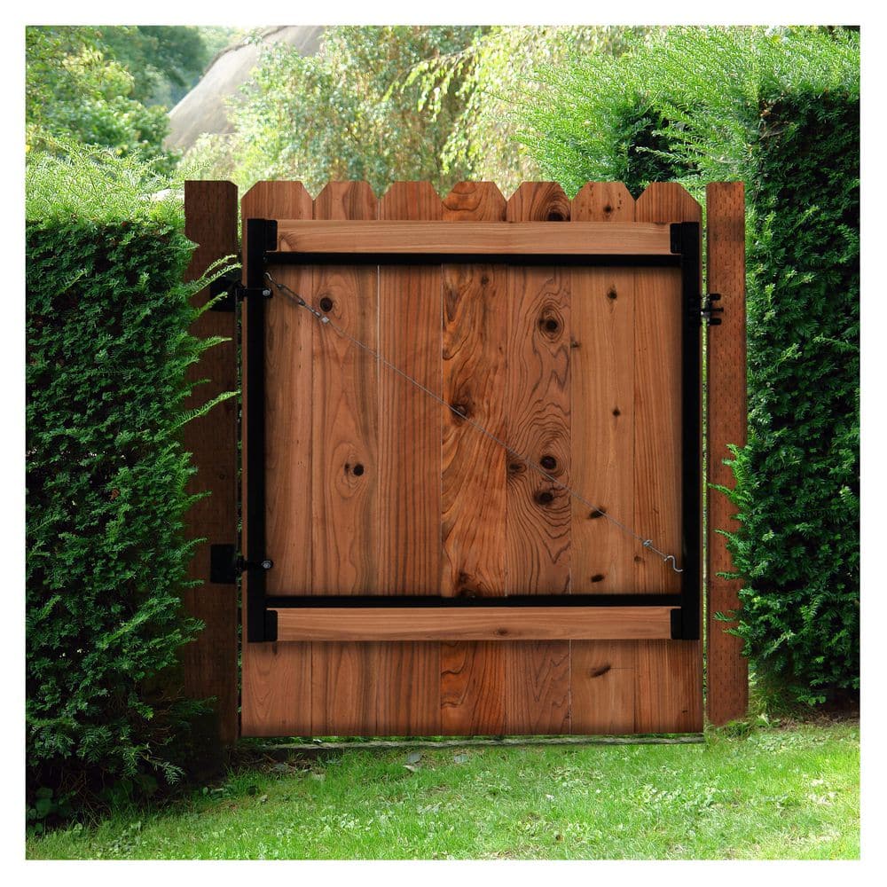 Adjustable Black Steel Frame Gate Building Kit with Hardware