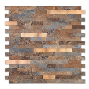 Rustic Slate Collection 11.4 in. x 11.65 in. PVC Peel and Stick Tile (10 sq. ft./9.2-Sheets)