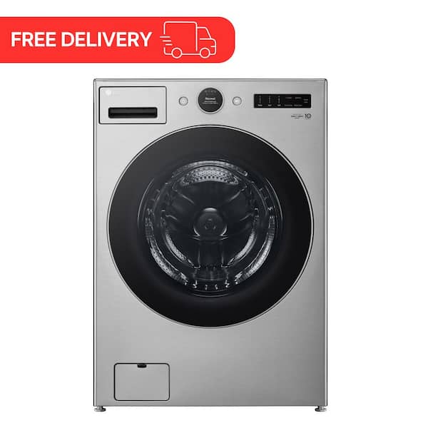 LG 4.5 cu. ft. Stackable Smart Front Load Washer in Graphite Steel with AI Digital Dial, Steam and TurboWash360