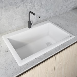 33 in. x 22 in. Arctic White Single Bowl Drop-In Topmount Granite Composite Kitchen Sink
