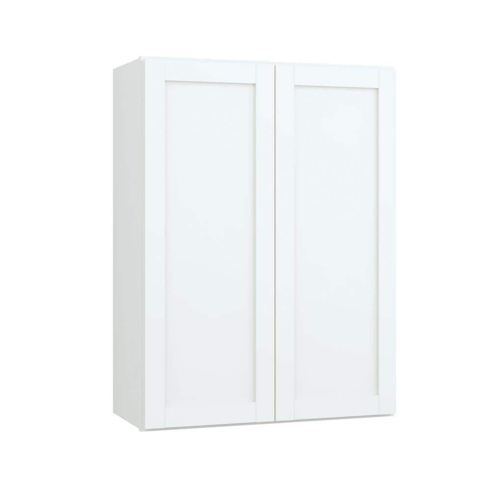 Courtland 27 in. W x 12 in. D x 36 in. H Assembled Shaker Wall Kitchen Cabinet in Polar White price history on PriceWatchPro