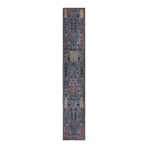 Serapi One-of-a-Kind Traditional Light Blue 2 ft. x 18 ft. Runner Hand Knotted Tribal Area Rug