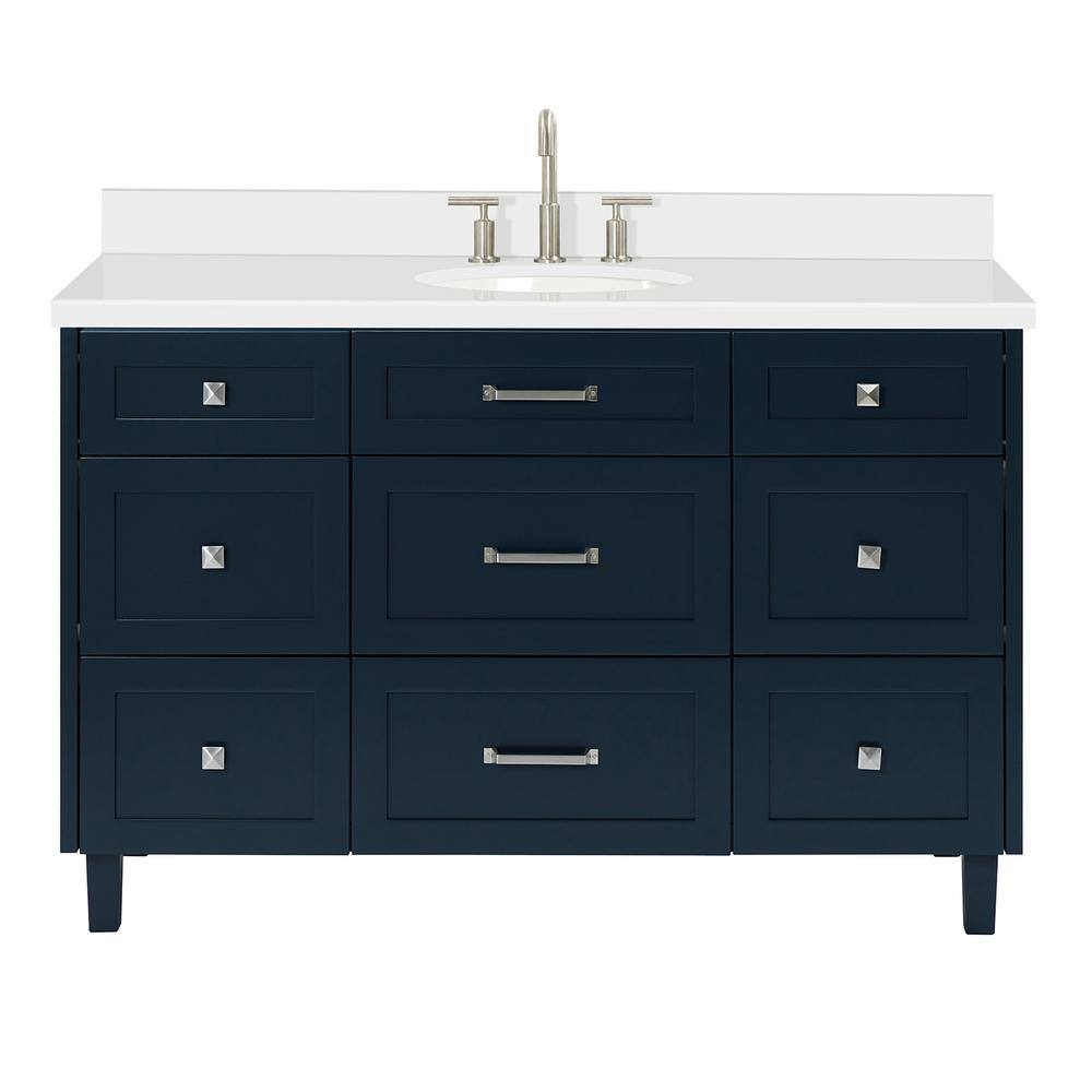 Midnight Blue 55" Single Sink Vanity with Quartz Top