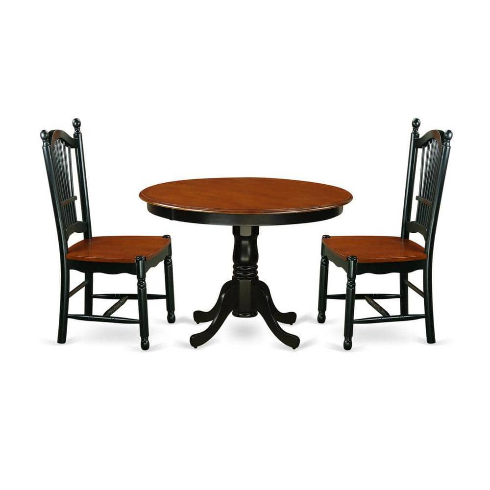 3-Piece Black and Cherry Finish Solid Wood Top - Round Dining Room Set - Seats 4 price history on PriceWatchPro