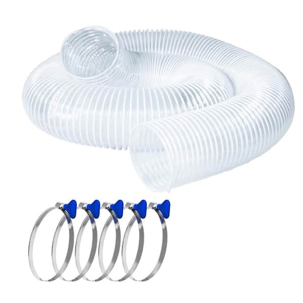 ‎POWERTEC 6 in. x 10 ft. Flexible PVC Dust Collection Hose with 5 Key Hose Clamps for Woodworking and Shop Vacuum, Clear Color