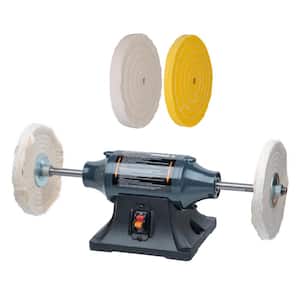 8 in. Heavy-Duty Bench Buffer 2/1 HP, 2.5 Amp with 2 Extra Thick Spiral Sewn Buffing Wheels