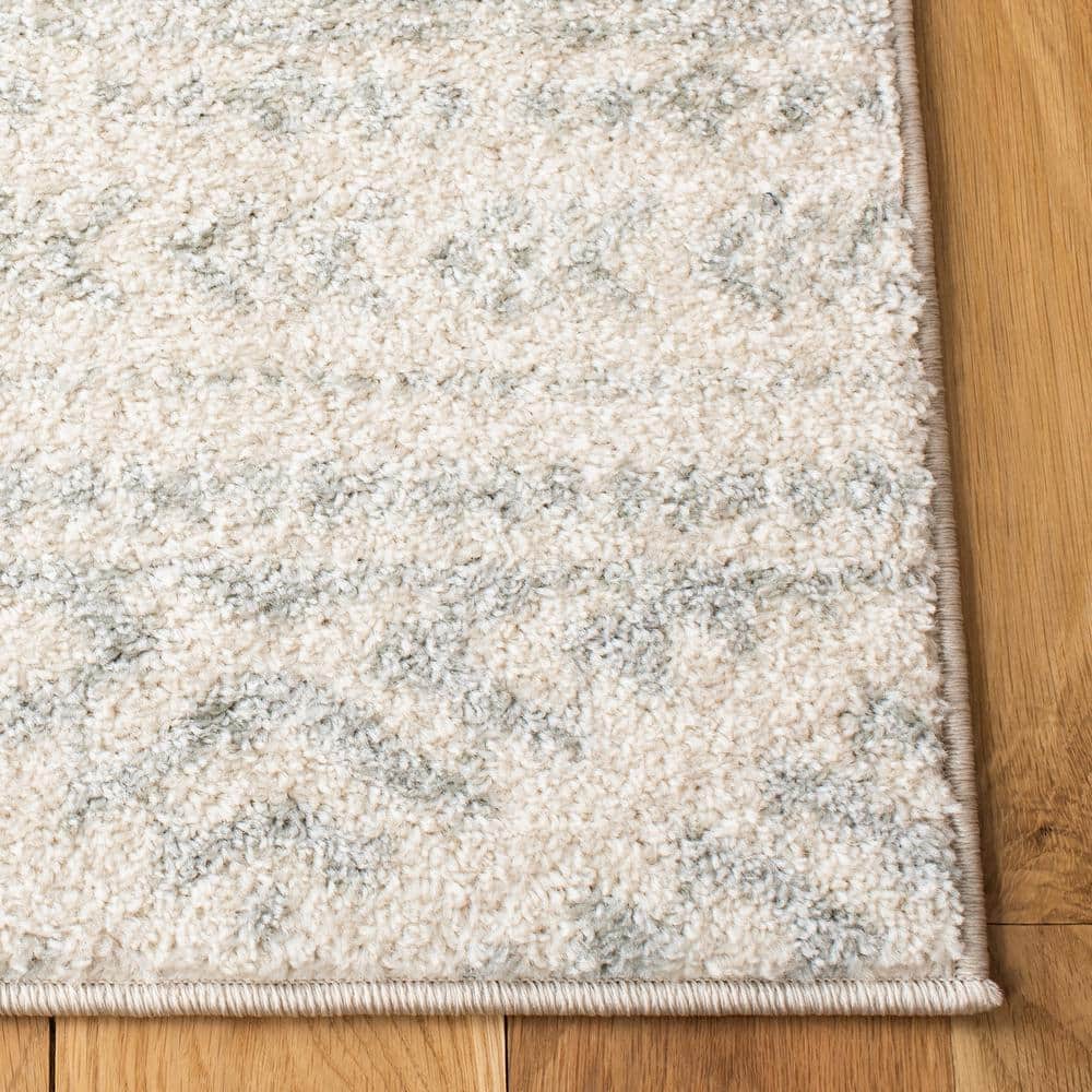 Ivory and Light Grey Geometric Square Area Rug