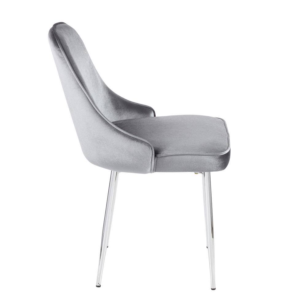 Chrome Blue Velvet Upholstered Parsons Side Chair Set