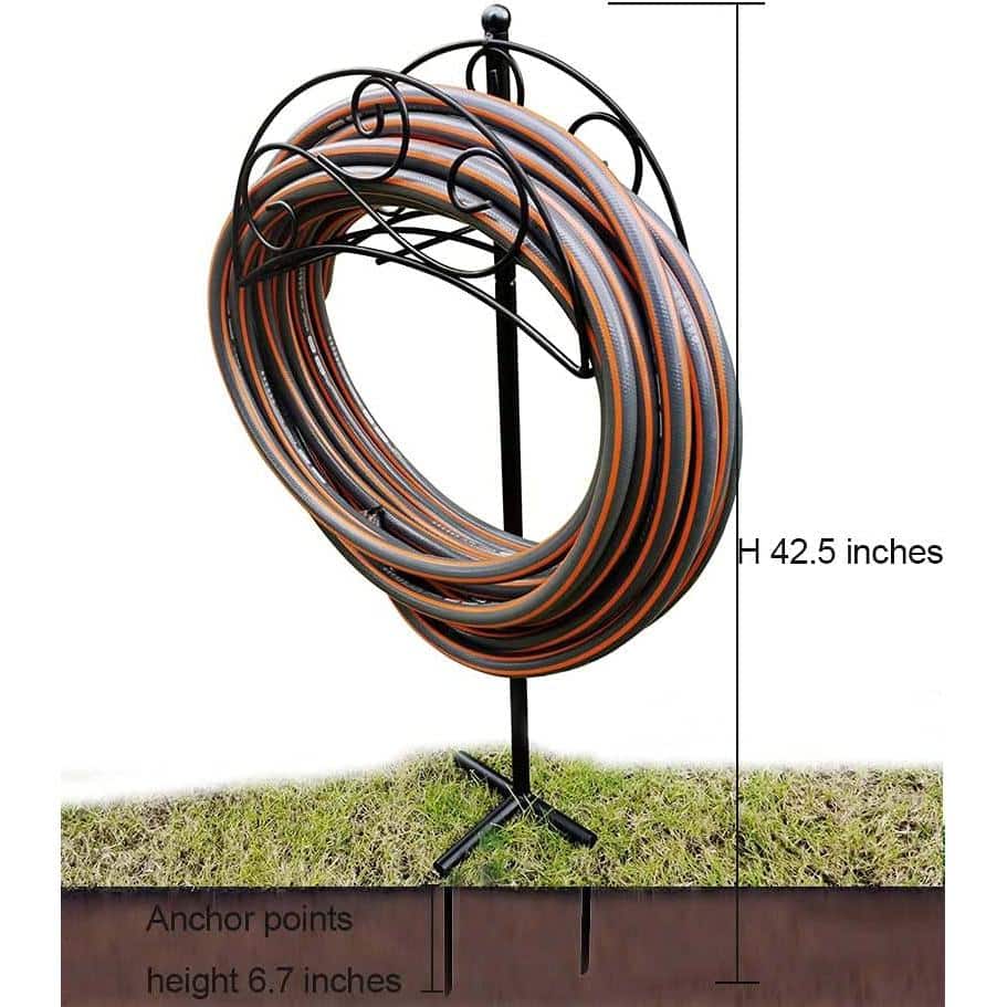 Black Heavy-Duty Metal Garden Hose Holder Stand