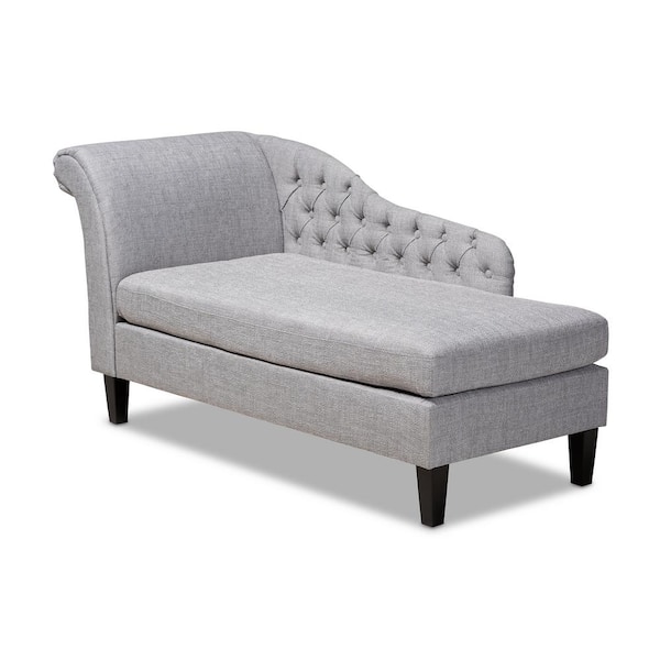 Baxton Studio Florent Gray Fabric Chaise Lounge