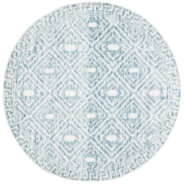 SAFAVIEH Audrey 6 ft. x 6 ft. Blue/Ivory Diamond Round Area Rug