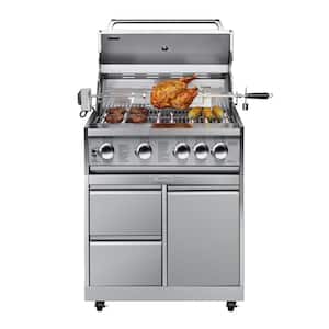 Outdoor Kitchen 30 in. BBQ Liquid Propane Grill with Cabinet in Stainless-Steel