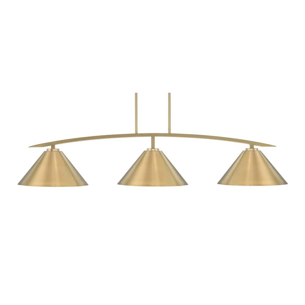 Siena 3-Light New Age Brass Billiard Light with 14 in. New Age Brass Metal 