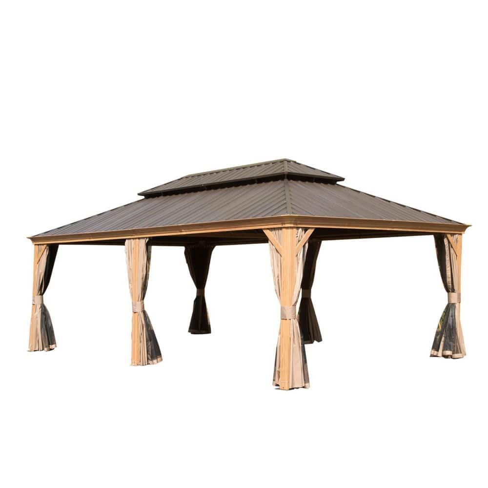 14 ft. x 24 ft. Hardtop Gazebo, Outdoor Gazebo with Galvanized Steel Double