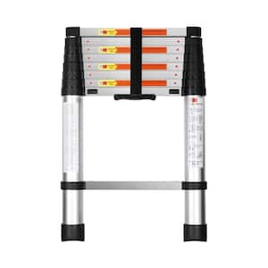 8.5 ft. Aluminum One-Button Retraction Telescoping Portable Compact Ladder Extension Ladder, 330 lbs. Load Capacity