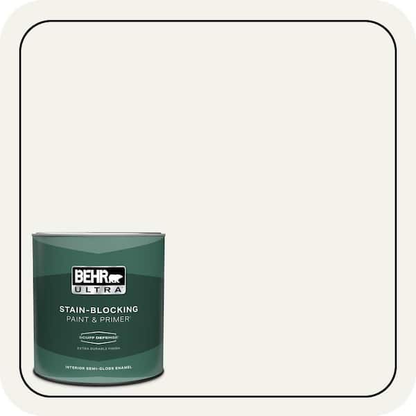 BEHR ULTRA 1 qt. #W-F-600 Snow Fall Extra Durable Semi-Gloss Enamel Interior Paint & Primer