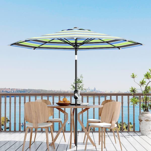 9 aluminum heavy duty patio umbrella 9 ft Outdoor Patio Umbrella with Crank Lift and Tilt, Heavy-Duty Aluminum  Frame, Fade-Resistant Striped Canopy 10ZHB-F5N2P8KX