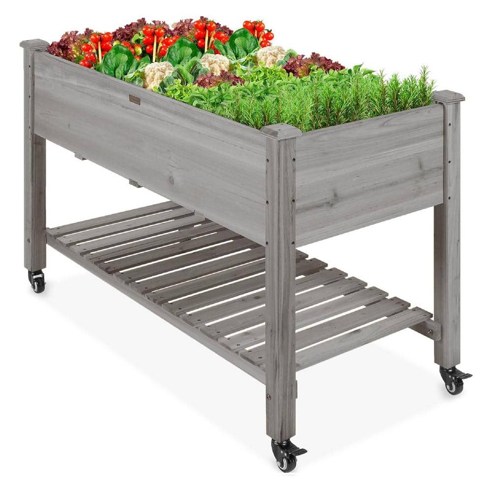 48 in. x 23.25 in. x 32 in. Gray Wood Raised Garden Bed