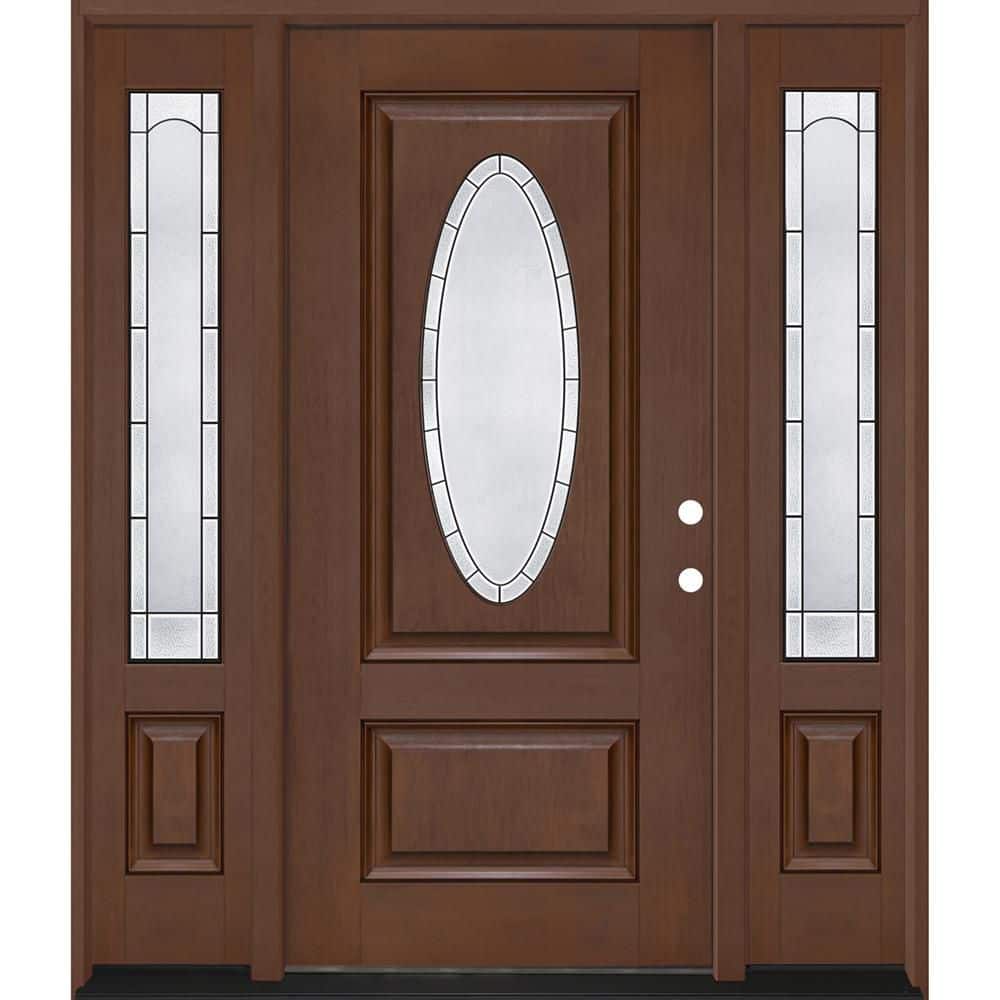 Regency 68 in. x 80 in. 3/4L Oval Empire Glass LHIS Chstnt Mahogany Fiberglass Prehung Front Door w/14in-Full SLs 6-9/16 price history on PriceWatchPro