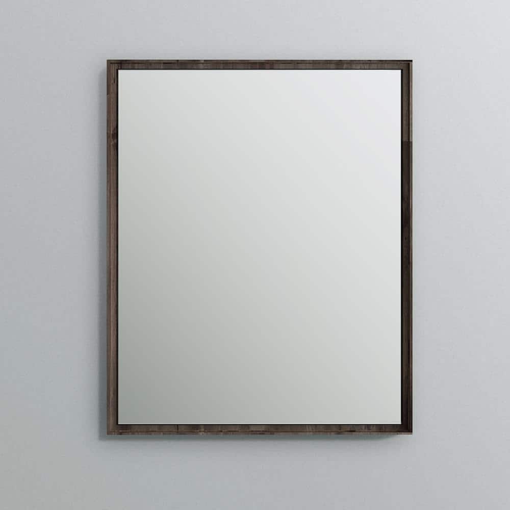 Elegant Acacia Wood 26" Rectangular Vanity Mirror in Warm Grey