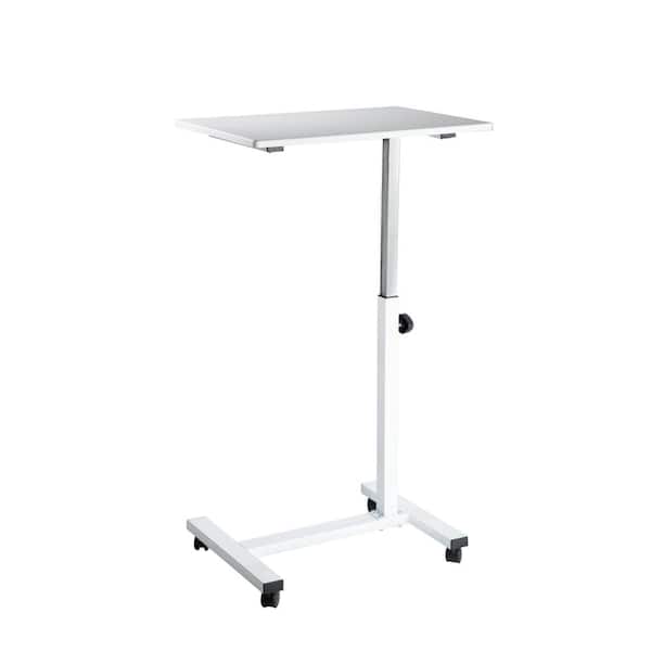Seville Classics airLIFT 23.6 in. White Overbed Height Adjustable Mobile Side Table Cart