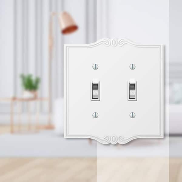 Charleston 2 Gang Toggle Composite Wall Plate - White