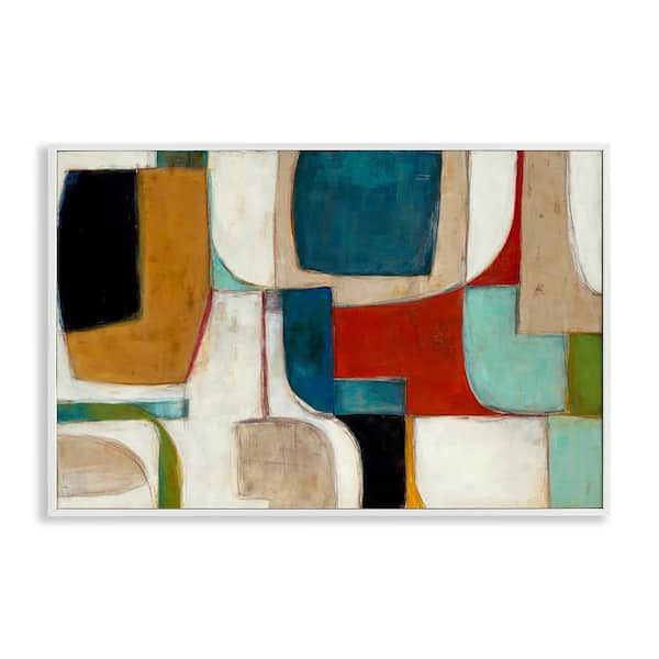 Stupell Industries Abstract Cubism Shapes by Kippi Leonard White Framed Abstract Giclee Art Print 20 in. x 30 in.