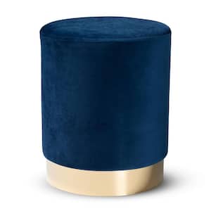 Chaela Navy Blue and Gold Ottoman