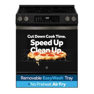 30 in. 5 Burner Element Smart Slide-In Electric Convection Range in Black Slate w/ EasyWash Oven Tray No-Preheat Air Fry