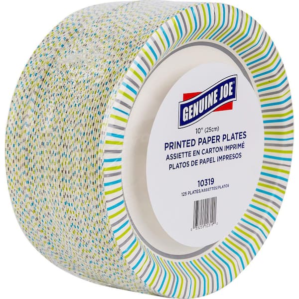 10 in. Printed Disposable Paper Plates, 125/Pack