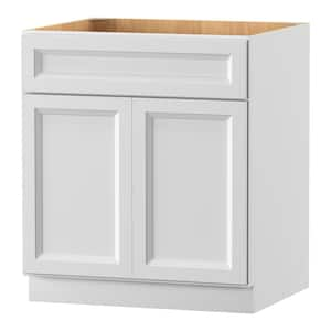 Keyport Shaker 30 in. W x 24 in. D x 34.5 in. H in White Plywood Tool-Free Ready To Assemble Floor Base Kitchen Cabinet