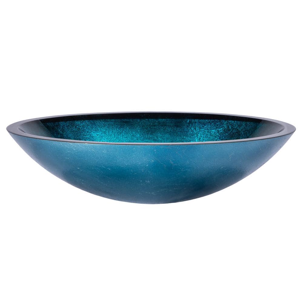 Turquoise Blue Oval Glass Above-Counter Vessel Sink