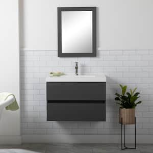 Rawlins 31 in. W x 19 in. D x 22 in. H Single Sink Floating Bath Vanity in Cement with White Cultured Marble Top