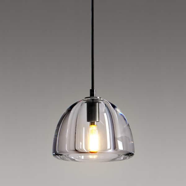 1-Light Farmhouse Black Pendent Light, Kitchen Island Lighting with Raindrop Glass Shade