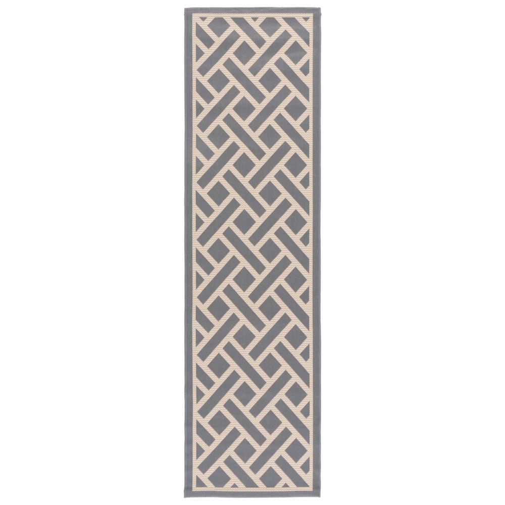 Courtyard Anthracite/Light Beige 2 ft. x 8 ft. Geometric Lattice Indoor/Outdoor Runner Rug price history on PriceWatchPro