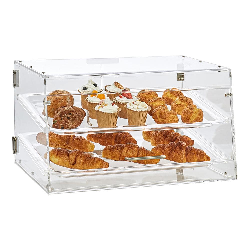 Clear Acrylic 2-Tier Pastry Display Case with Rear Door