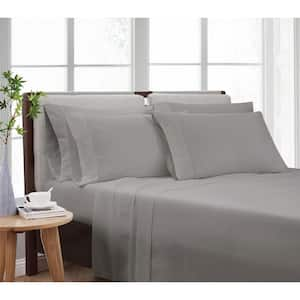 6-pc London Fog QUEEN SIZE Sheet Set - LIGHT GRAY - (2 BONUS PILLOWCASES)