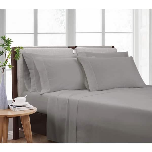 CANNON Solid Grey Twin 4-Piece Sheet Set