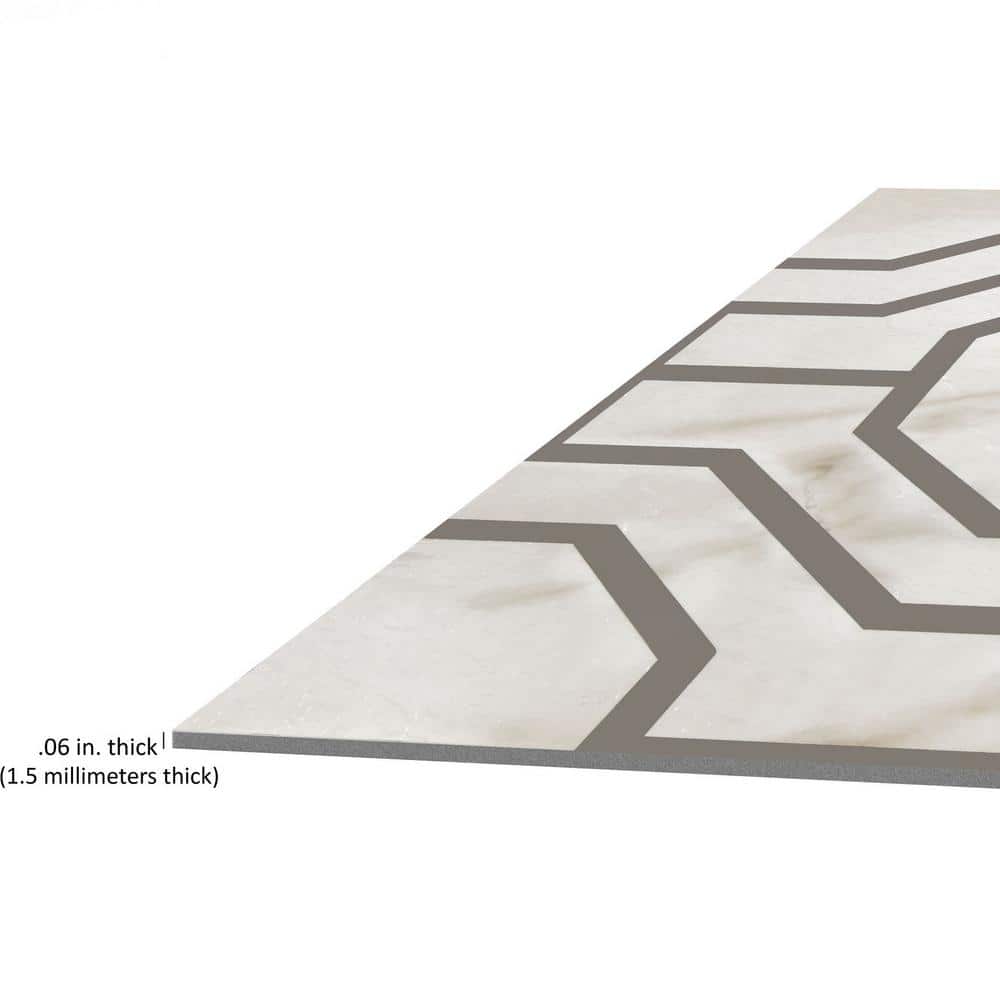 Octagon White and Gray Self-Adhesive Vinyl Floor Tiles 12x12