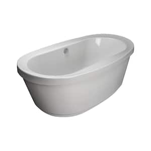 INIZIO 65.5 in. Acrylic Freestanding Flatbottom Center Drain Soaking Bathtub in White