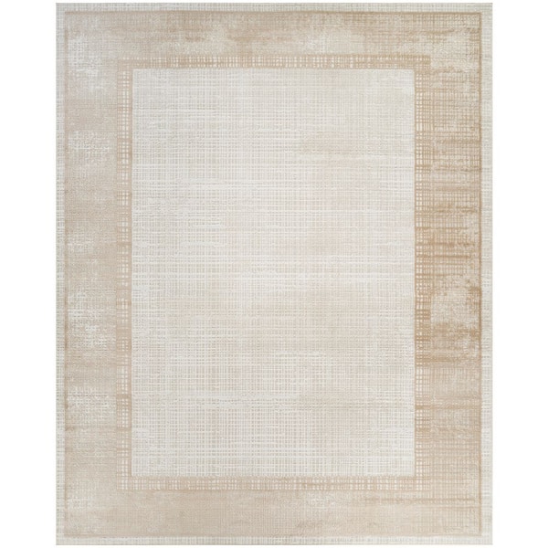 Dekor Ivory Beige 8 ft. x 10 ft. Abstract Contemporary Area Rug