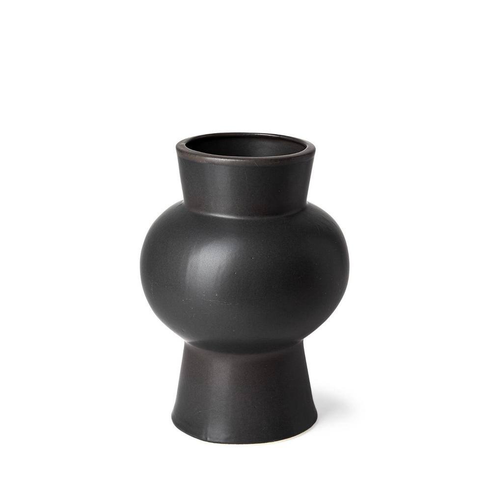 Matte Black Trumpet Ceramic Decorative Table Vase