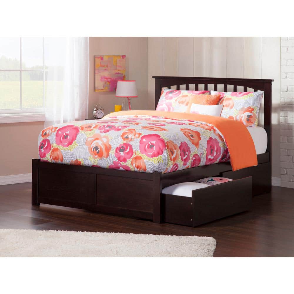 Mission Full Dark Wood Bed with Storage Drawers