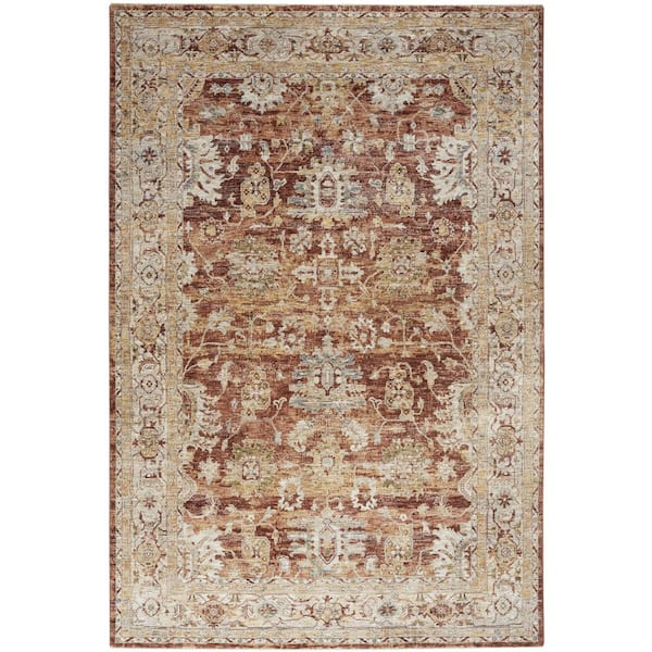 Nourison Sahar Rust 8 ft. x 10 ft. Floral Vintage Traditional Area Rug